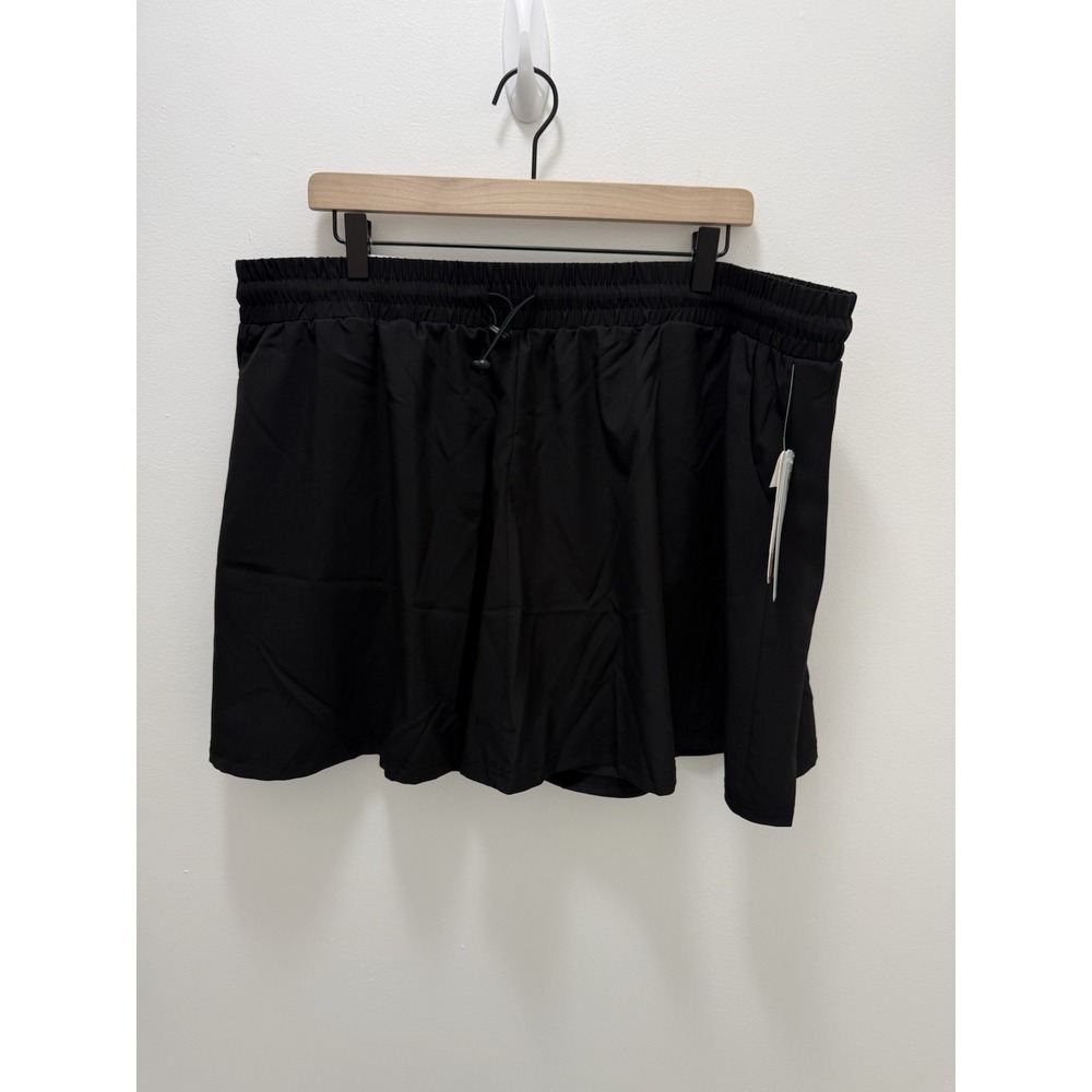 Palm Rio Skort Active 3X‎ Black Elastic Waist Stretch Athletic Lounge NWT Skirt